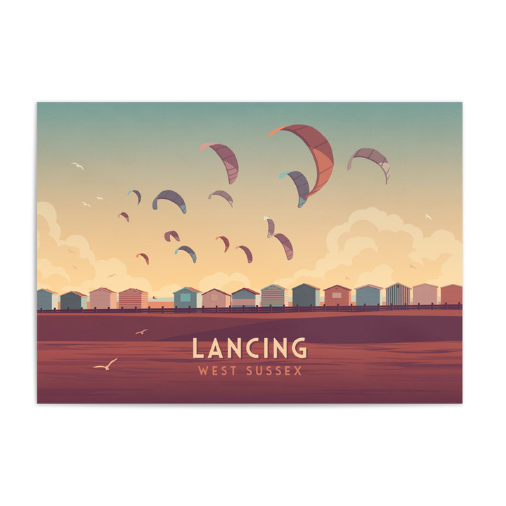 Lancing Seaside Travel Poster