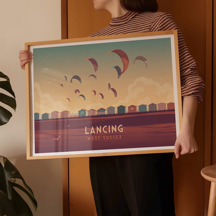 Lancing Seaside Travel Poster