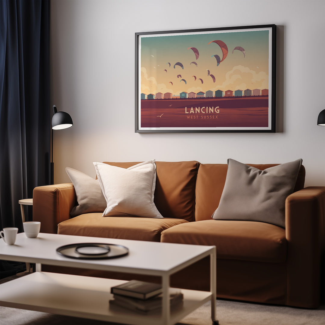 Lancing Seaside Travel Poster