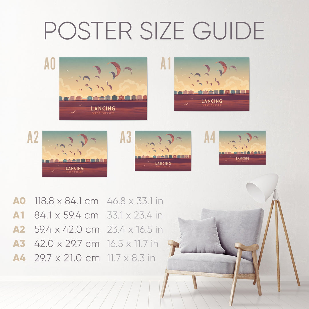 Lancing Seaside Travel Poster