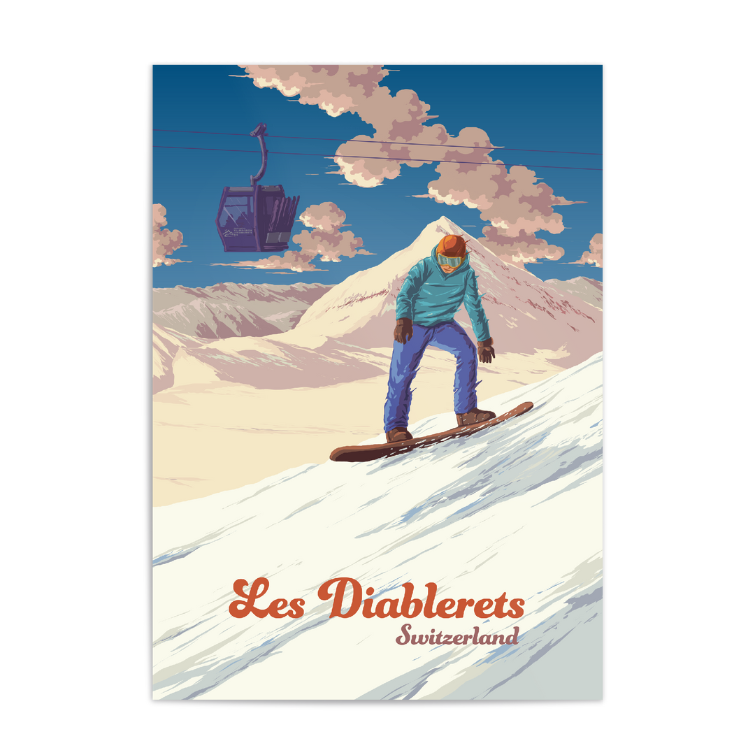 Les Diablerets Snowboarding Travel Poster