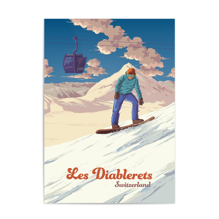 Les Diablerets Snowboarding Travel Poster