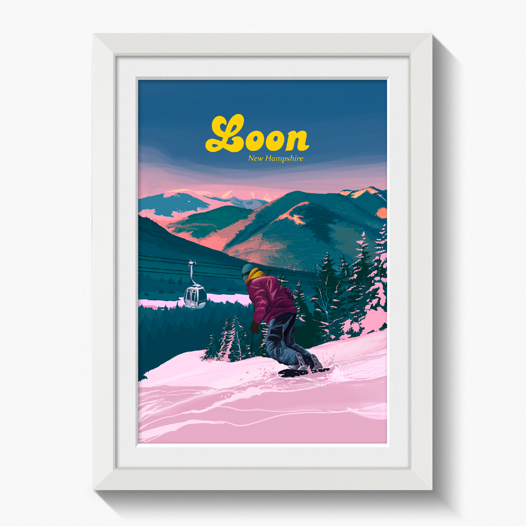 Loon Mountain Ski Resort New Hampshire Snowboarding Travel Poster