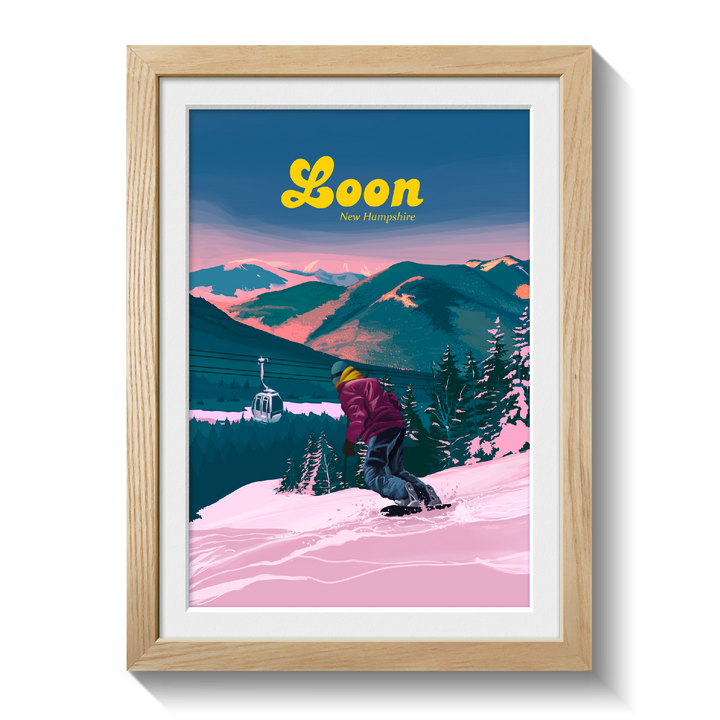 Loon Mountain Ski Resort New Hampshire Snowboarding Travel Poster
