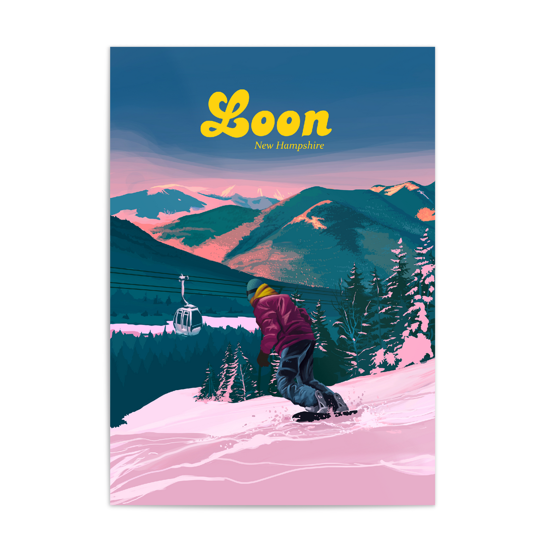 Loon Mountain Ski Resort New Hampshire Snowboarding Travel Poster