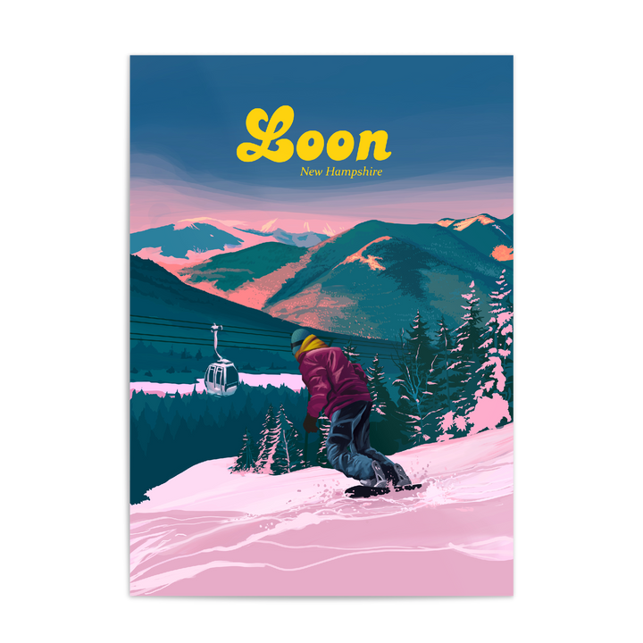 Loon Mountain Ski Resort New Hampshire Snowboarding Travel Poster