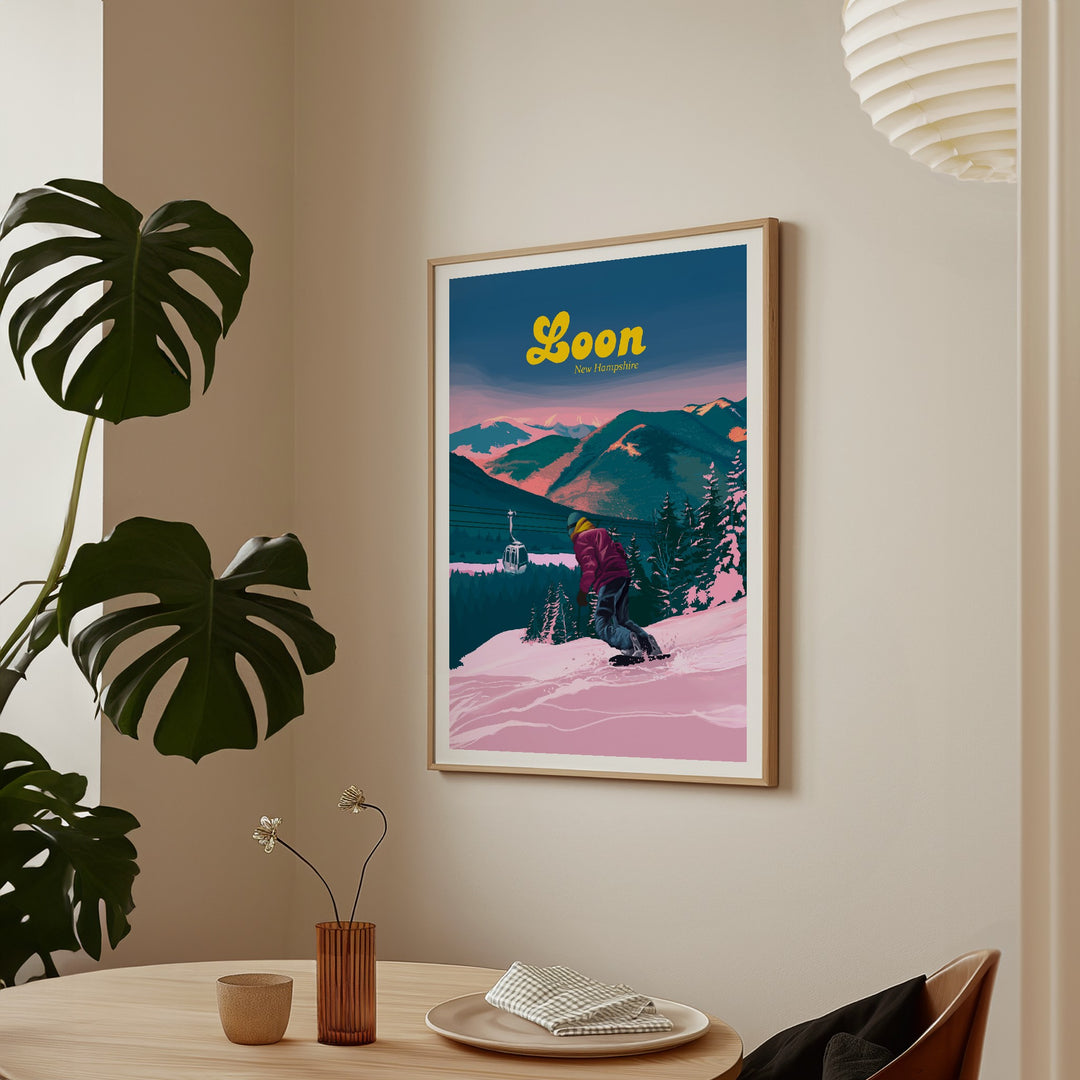 Loon Mountain Ski Resort New Hampshire Snowboarding Travel Poster