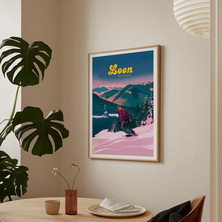 Loon Mountain Ski Resort New Hampshire Snowboarding Travel Poster