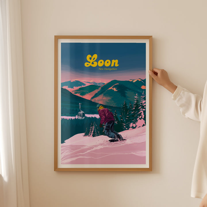 Loon Mountain Ski Resort New Hampshire Snowboarding Travel Poster