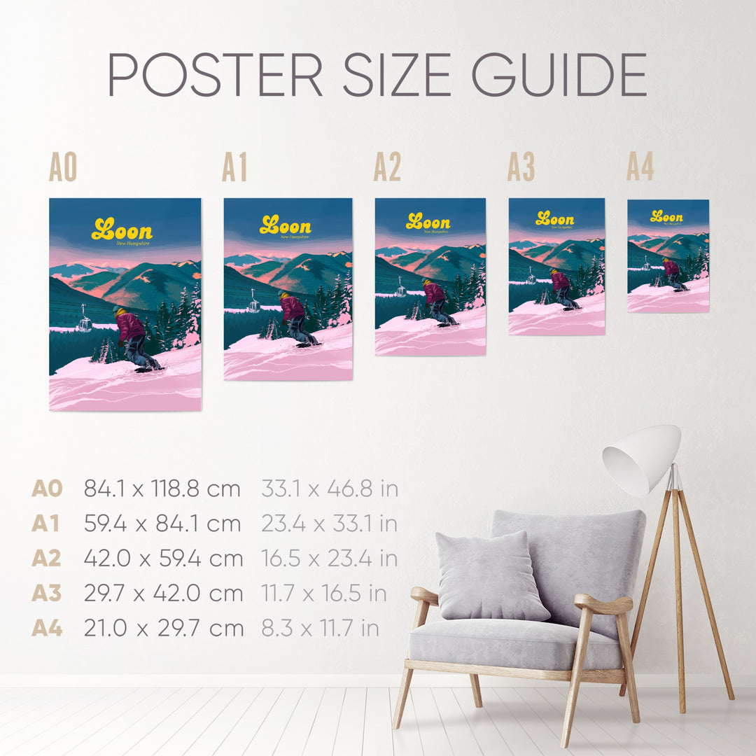 Loon Mountain Ski Resort New Hampshire Snowboarding Travel Poster