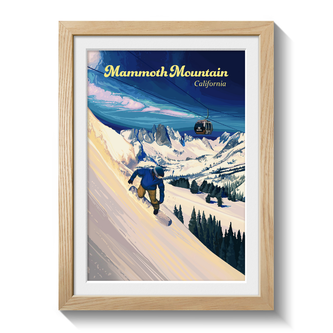 Mammoth Mountain Snowboarding Travel Poster