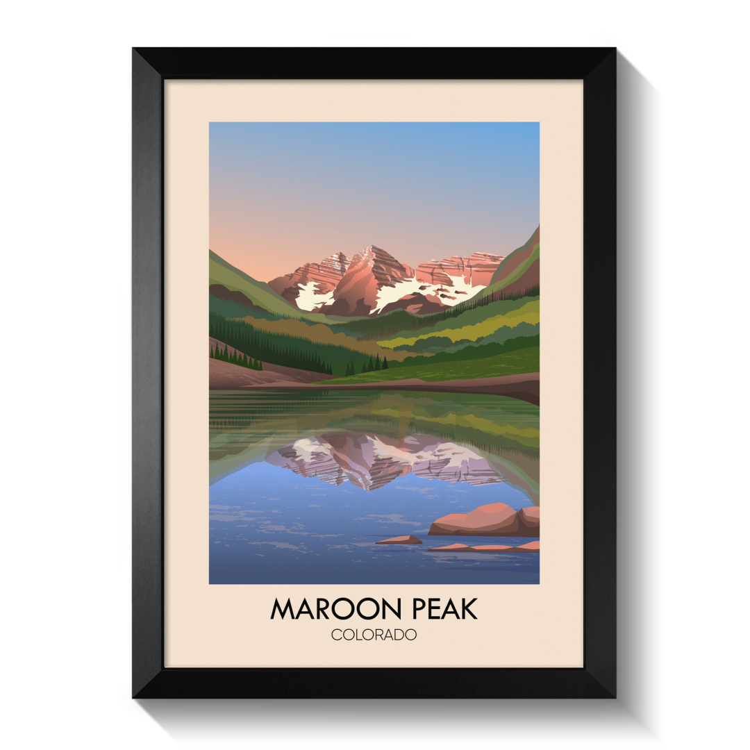 Maroon Peak Colorado USA Travel Poster