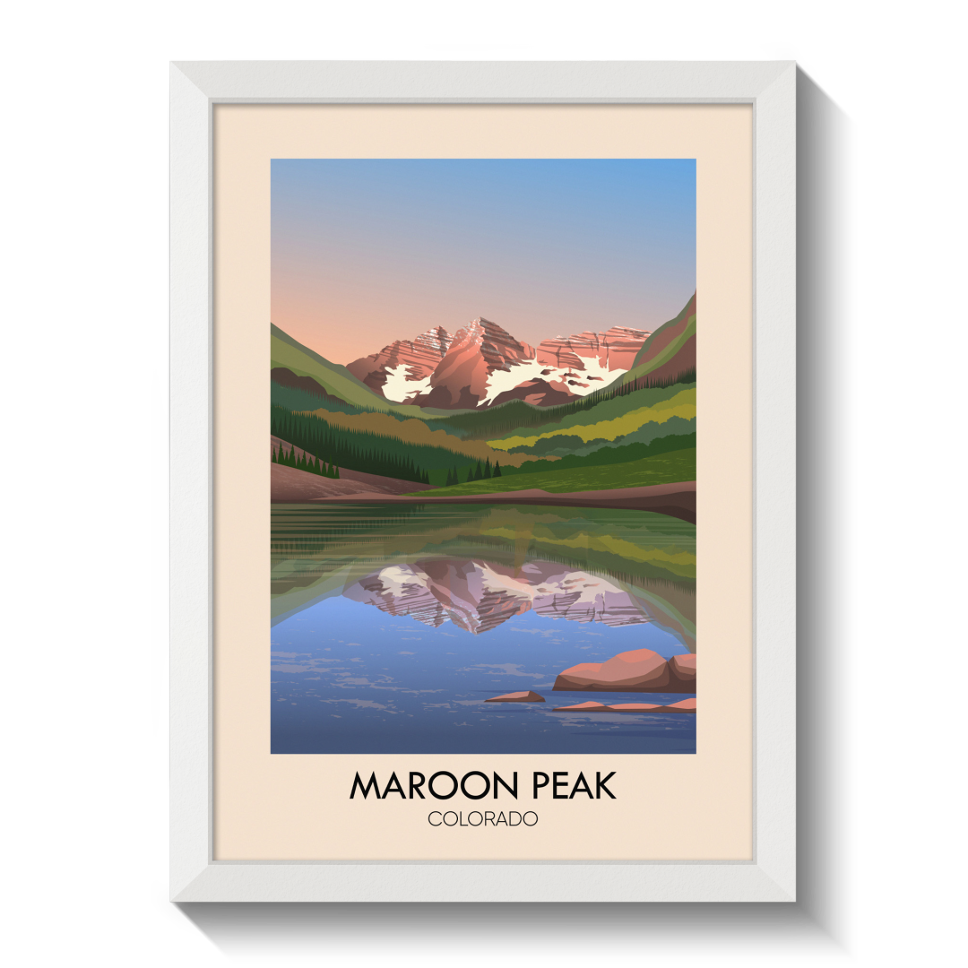 Maroon Peak Colorado USA Travel Poster