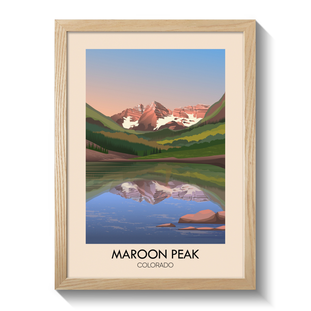 Maroon Peak Colorado USA Travel Poster