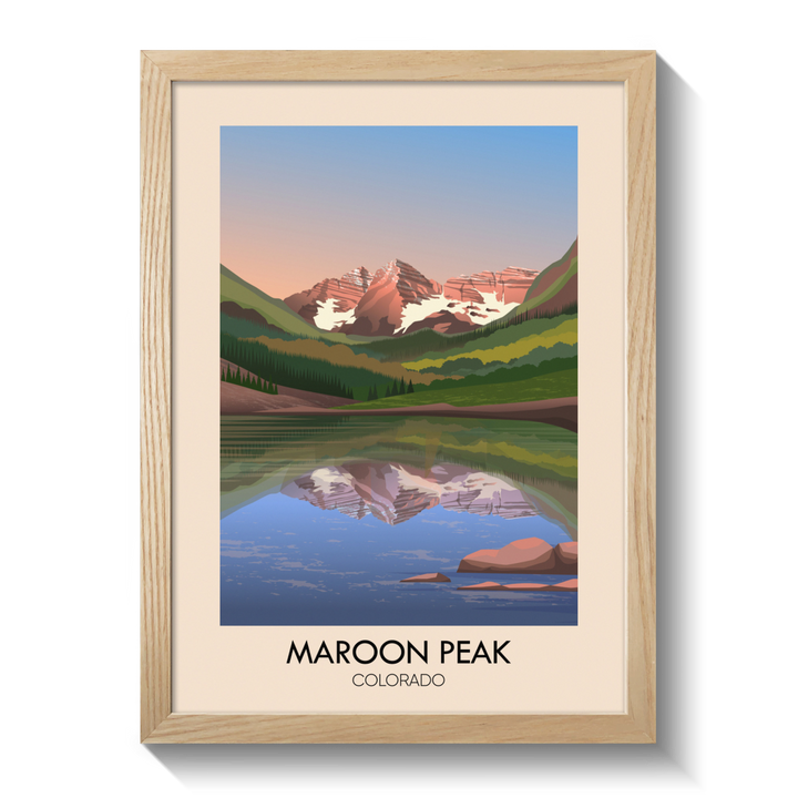 Maroon Peak Colorado USA Travel Poster