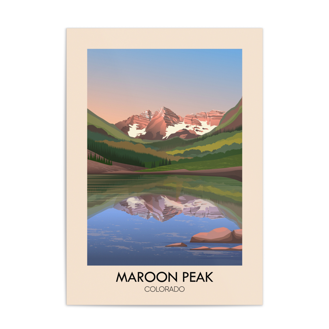 Maroon Peak Colorado USA Travel Poster