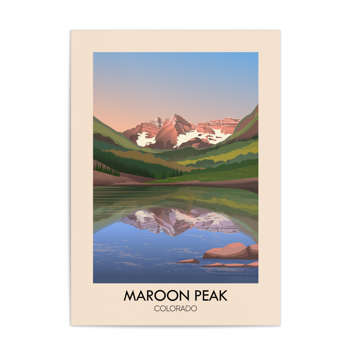 Maroon Peak Colorado USA Travel Poster