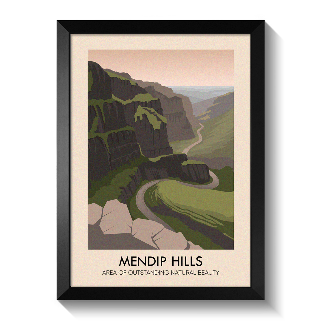 Mendip Hills AONB Travel Poster
