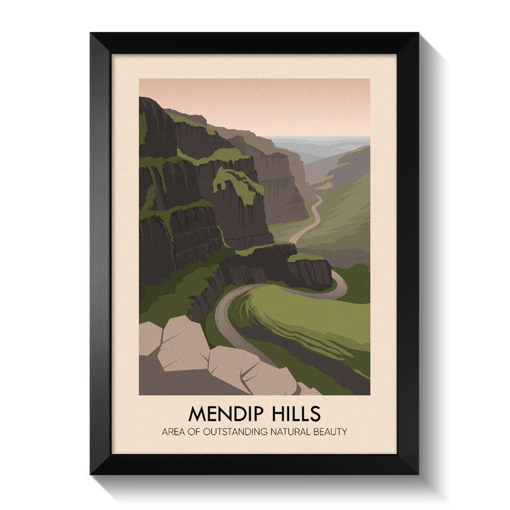 Mendip Hills AONB Travel Poster