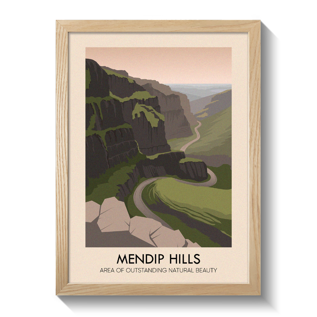 Mendip Hills AONB Travel Poster