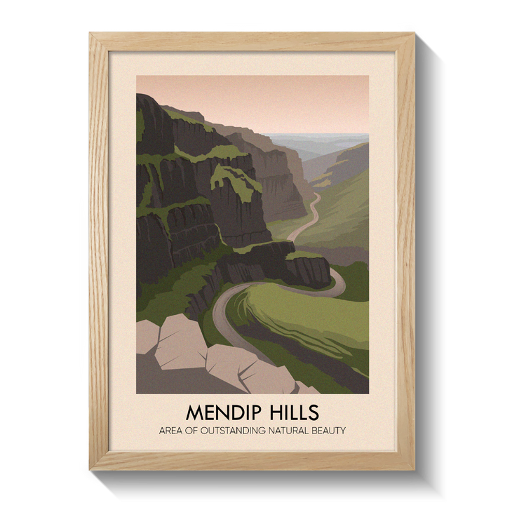 Mendip Hills AONB Travel Poster