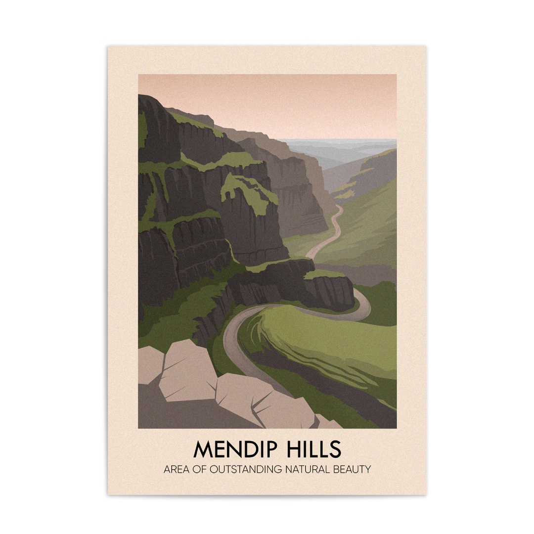 Mendip Hills AONB Travel Poster