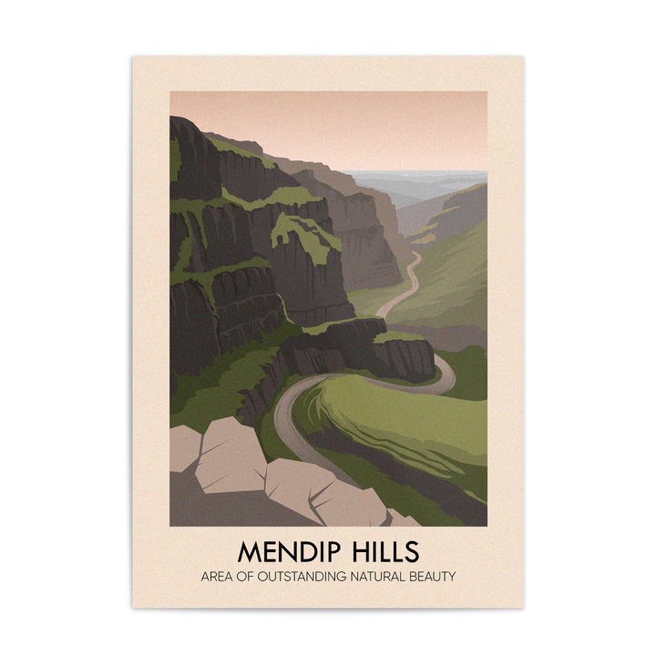 Mendip Hills AONB Travel Poster