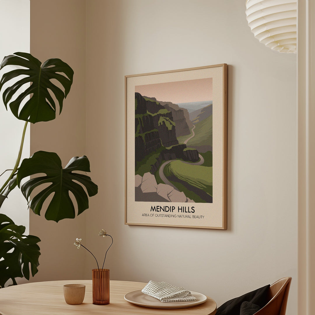Mendip Hills AONB Travel Poster