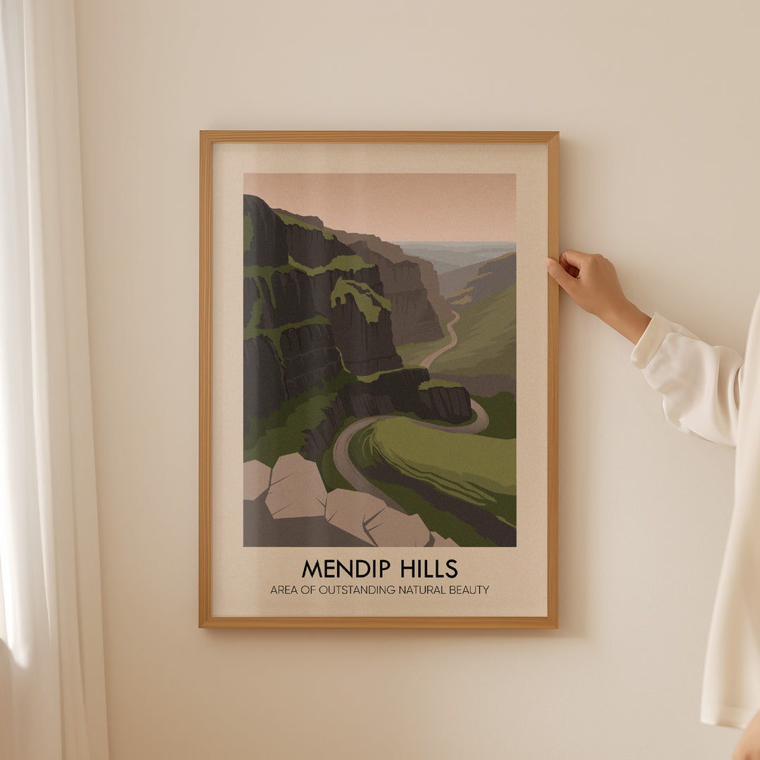 Mendip Hills AONB Travel Poster