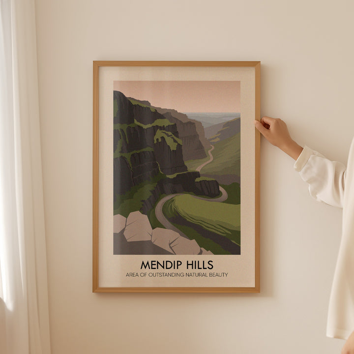 Mendip Hills AONB Travel Poster