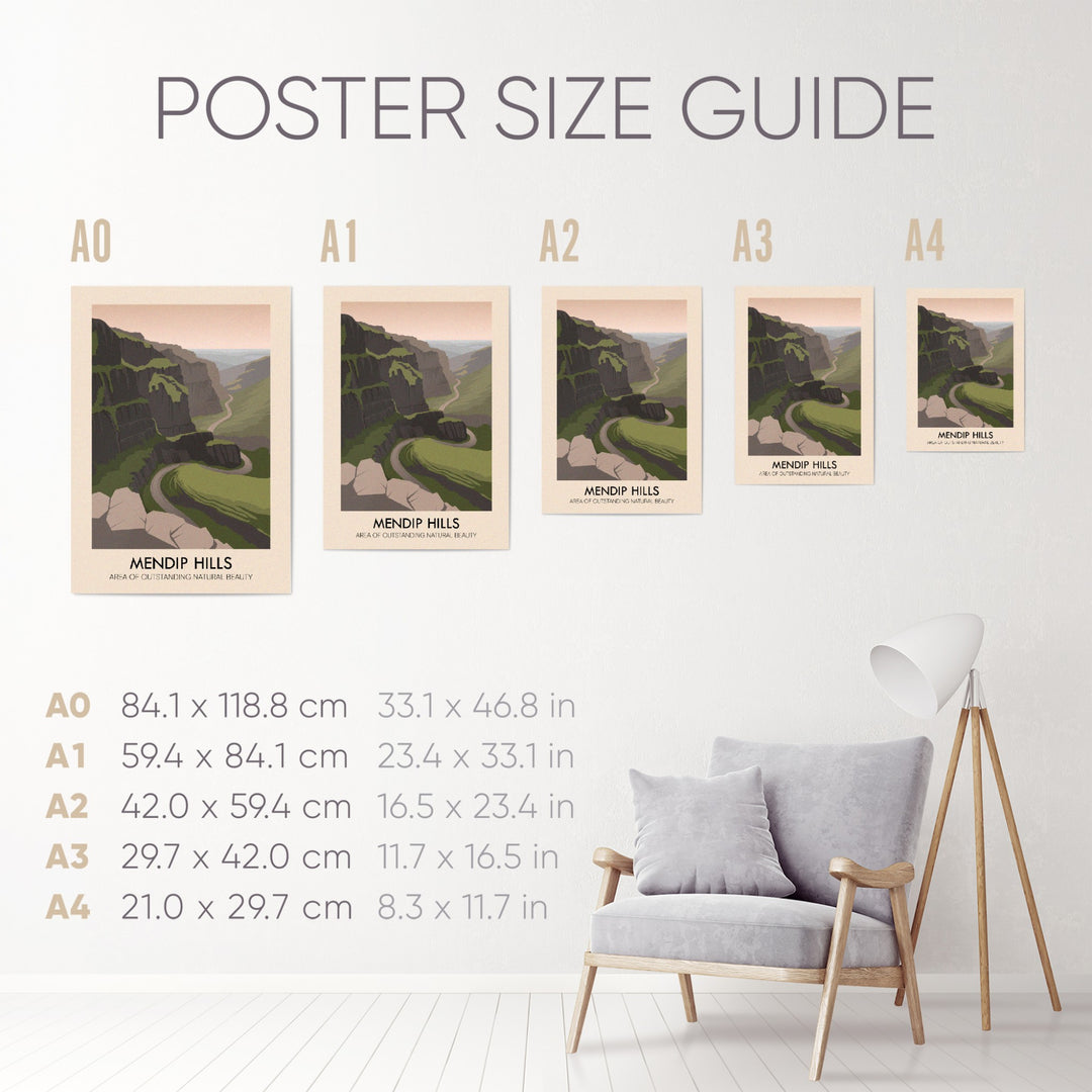 Mendip Hills AONB Travel Poster