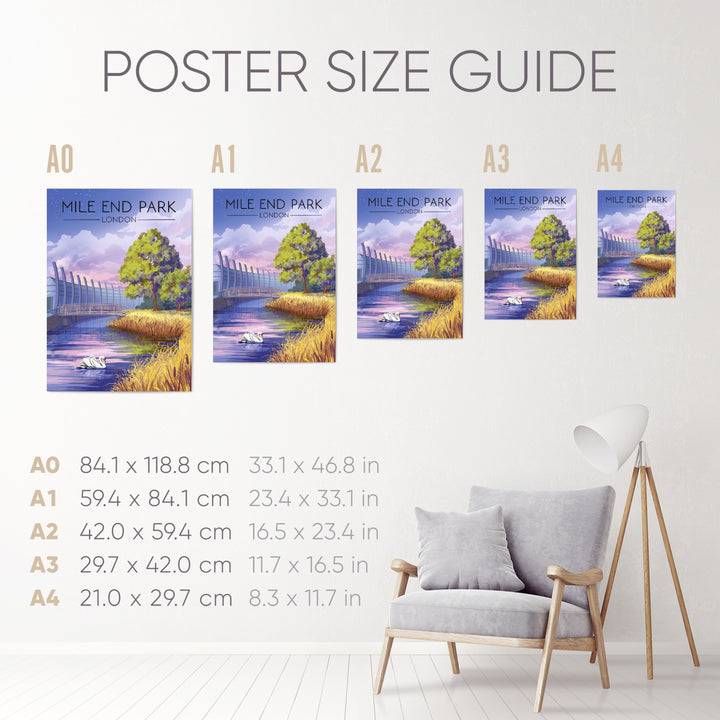 Mile End Park London Travel Poster