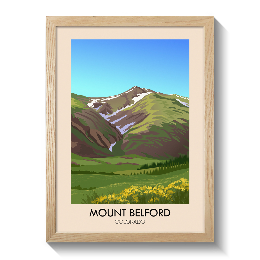 Mount Belford Colorado USA Travel Poster