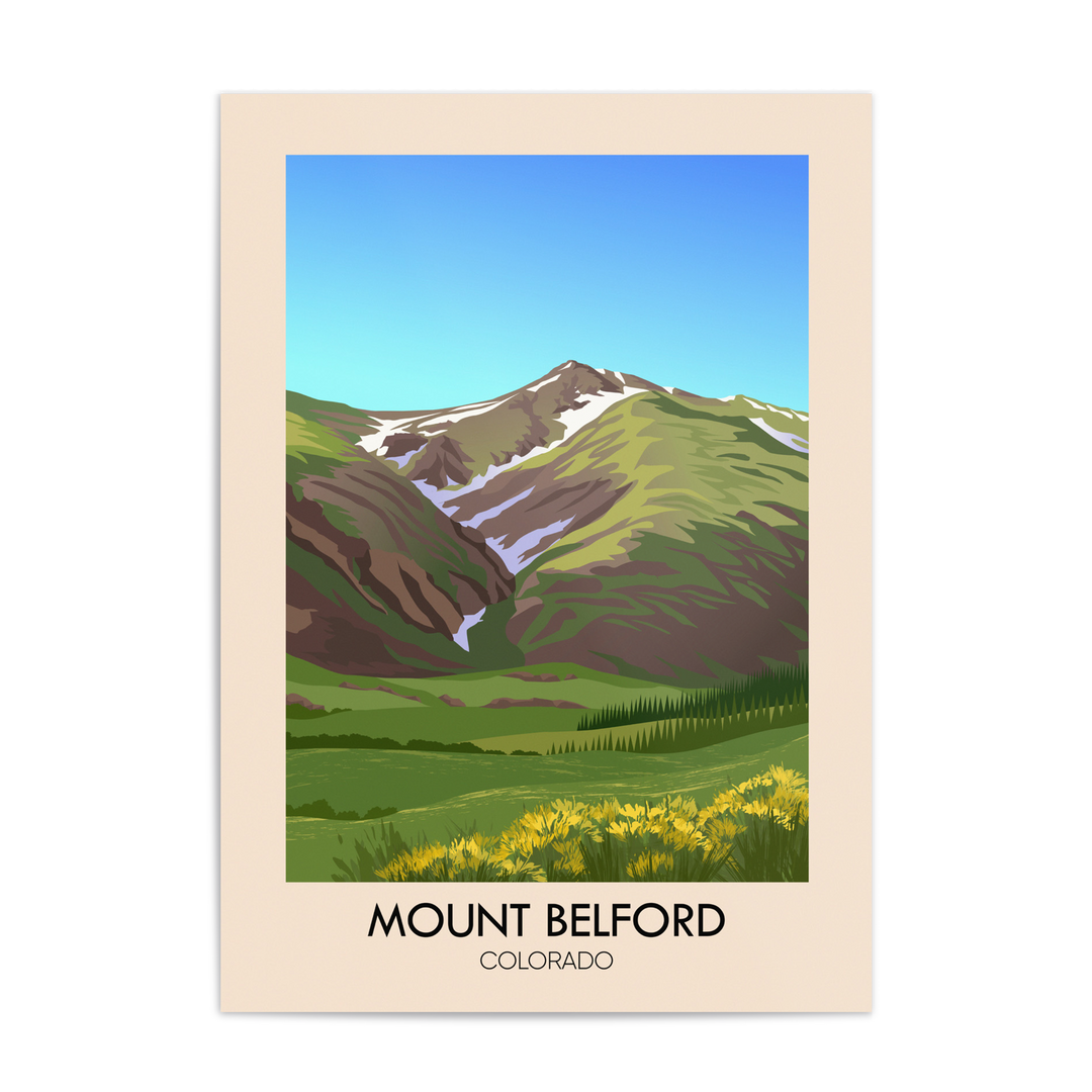 Mount Belford Colorado USA Travel Poster