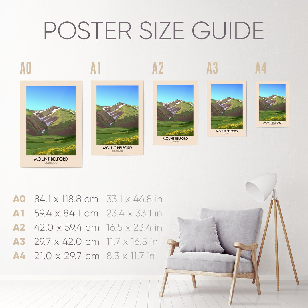 Mount Belford Colorado USA Travel Poster