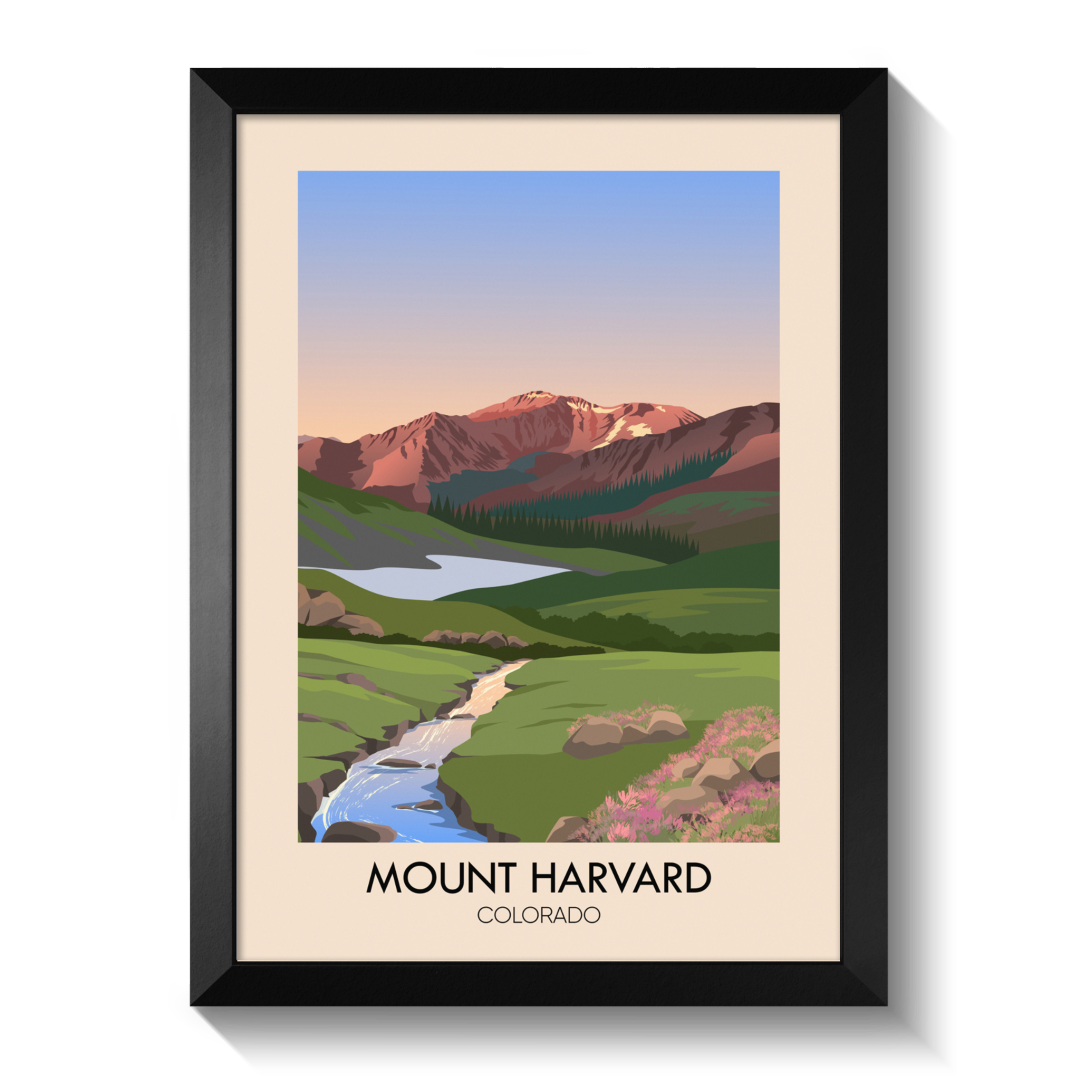 Mount Harvard Colorado USA Travel Poster