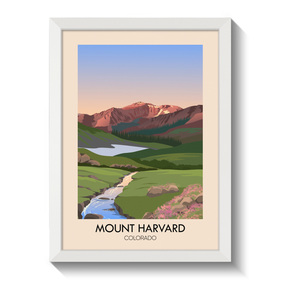 Mount Harvard Colorado USA Travel Poster