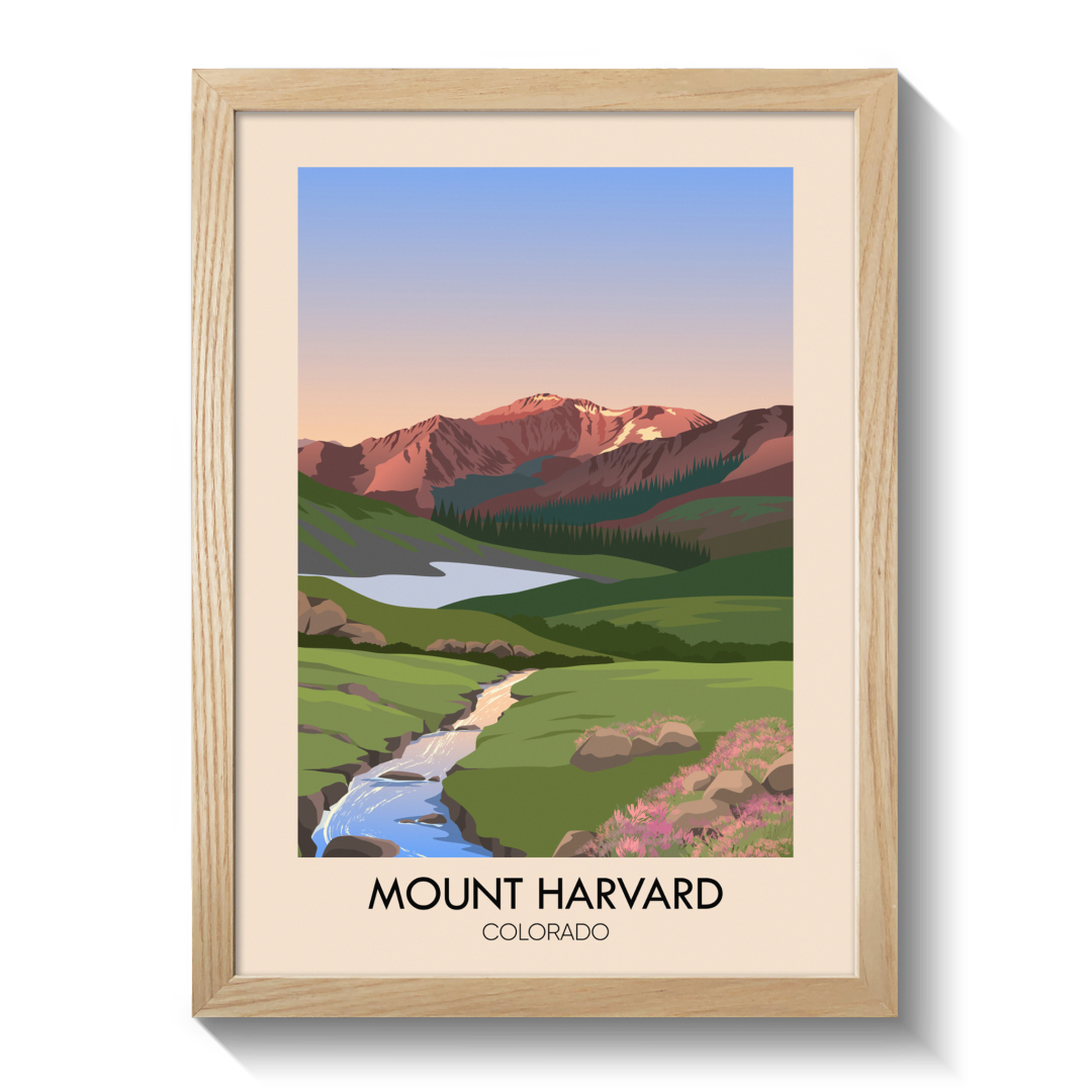 Mount Harvard Colorado USA Travel Poster