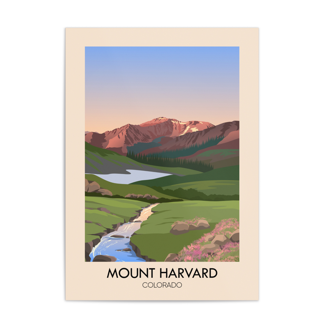 Mount Harvard Colorado USA Travel Poster