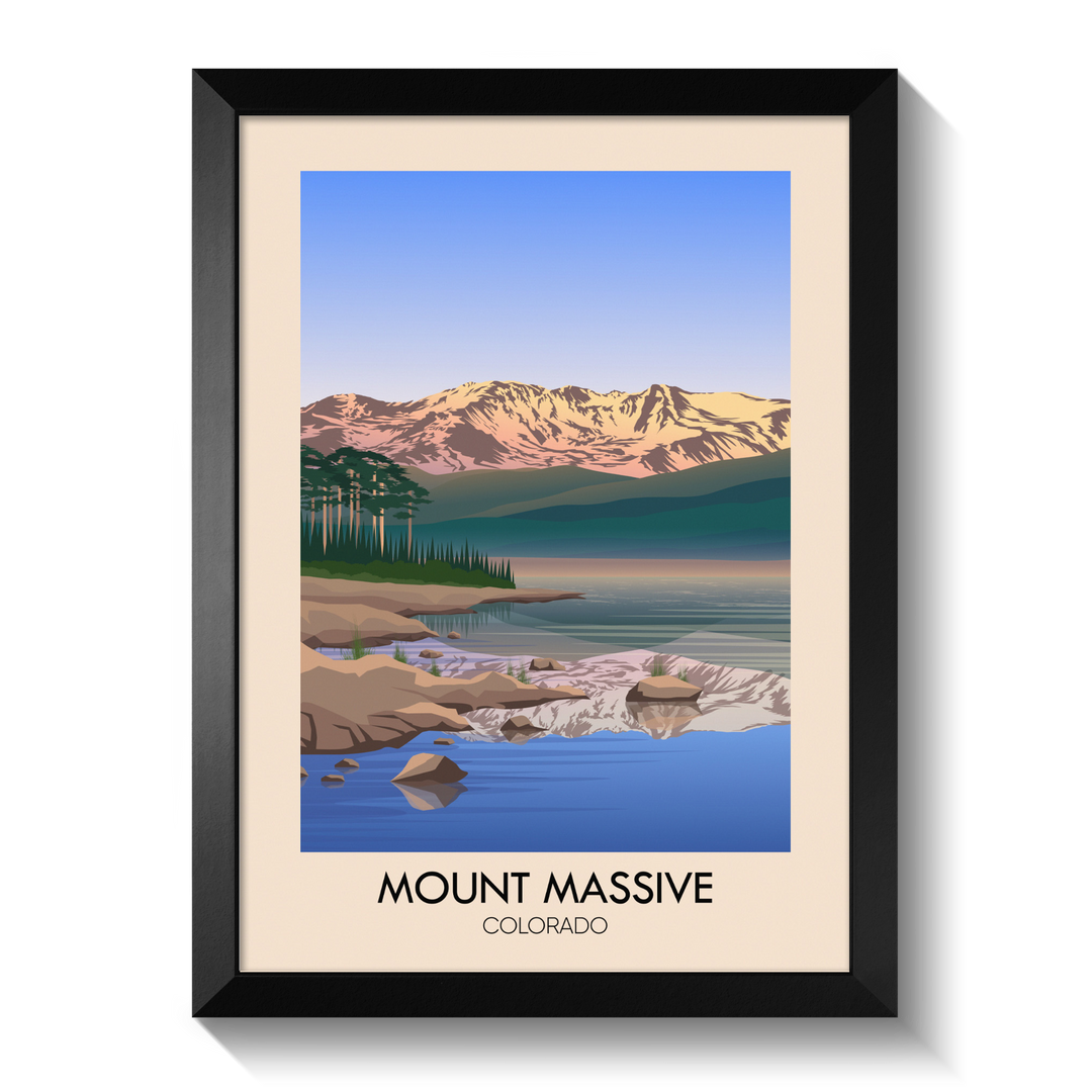 Mount Massive Colorado USA Travel Poster
