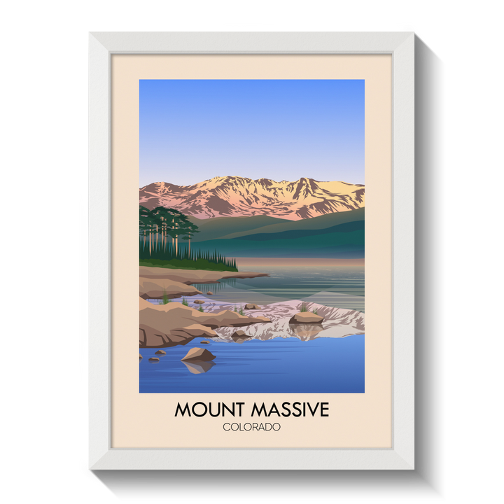 Mount Massive Colorado USA Travel Poster