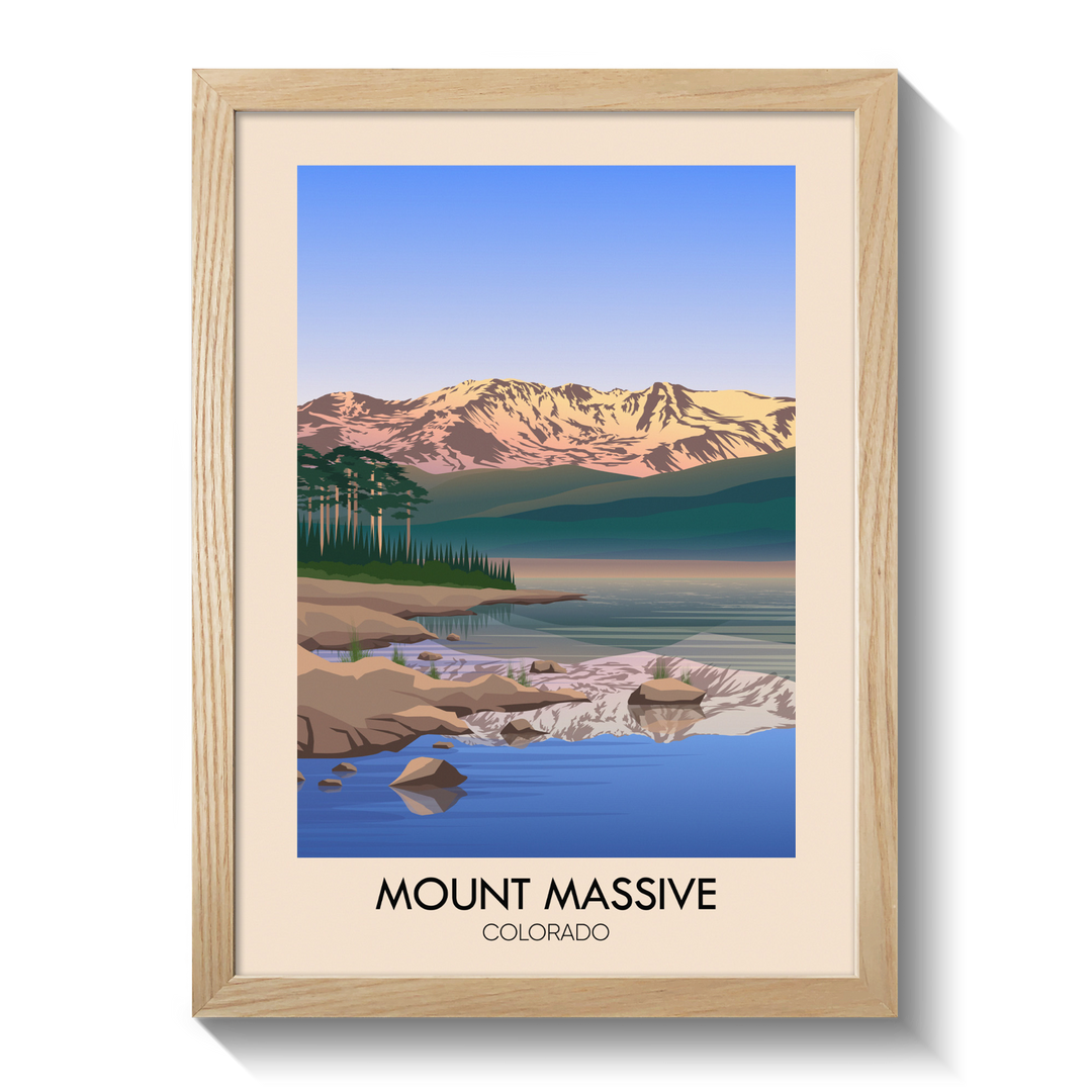 Mount Massive Colorado USA Travel Poster