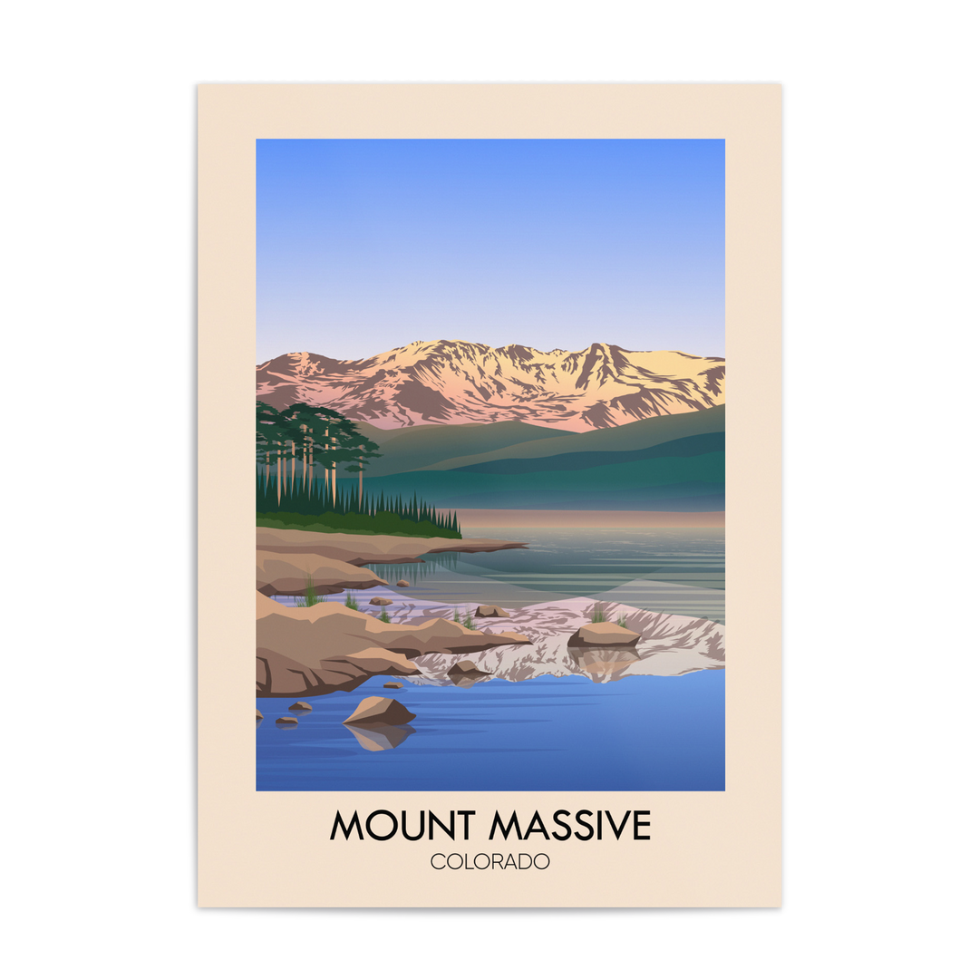 Mount Massive Colorado USA Travel Poster