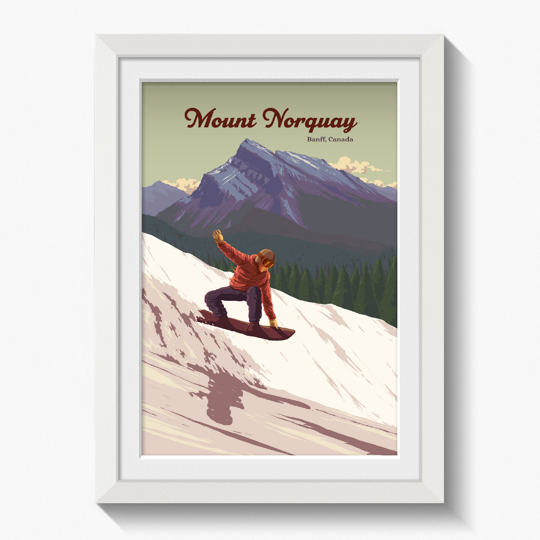 Mount Norquay Banff Canada Snowboarding Travel Poster