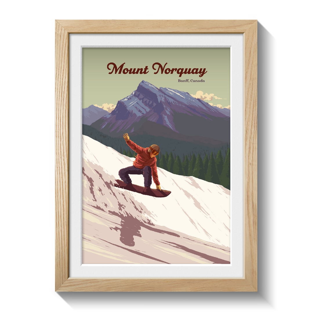 Mount Norquay Banff Canada Snowboarding Travel Poster