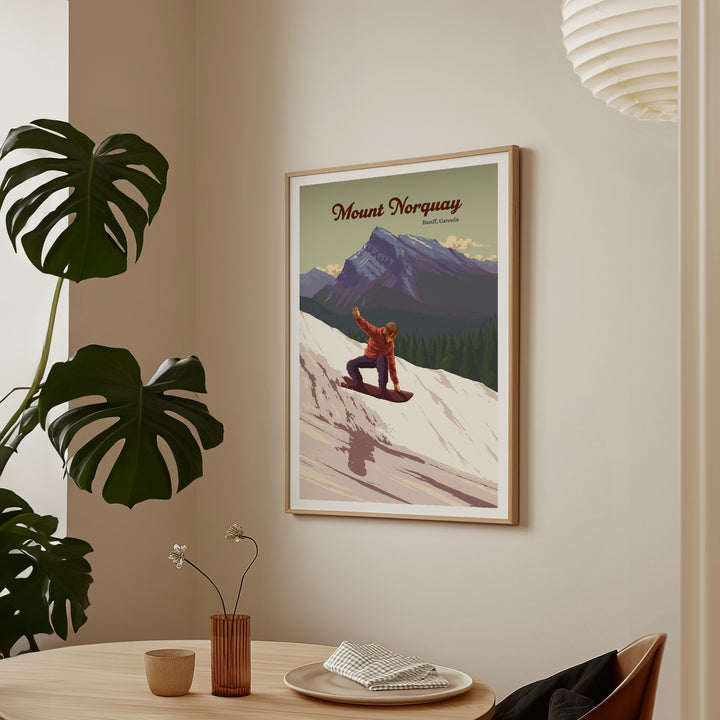 Mount Norquay Banff Canada Snowboarding Travel Poster
