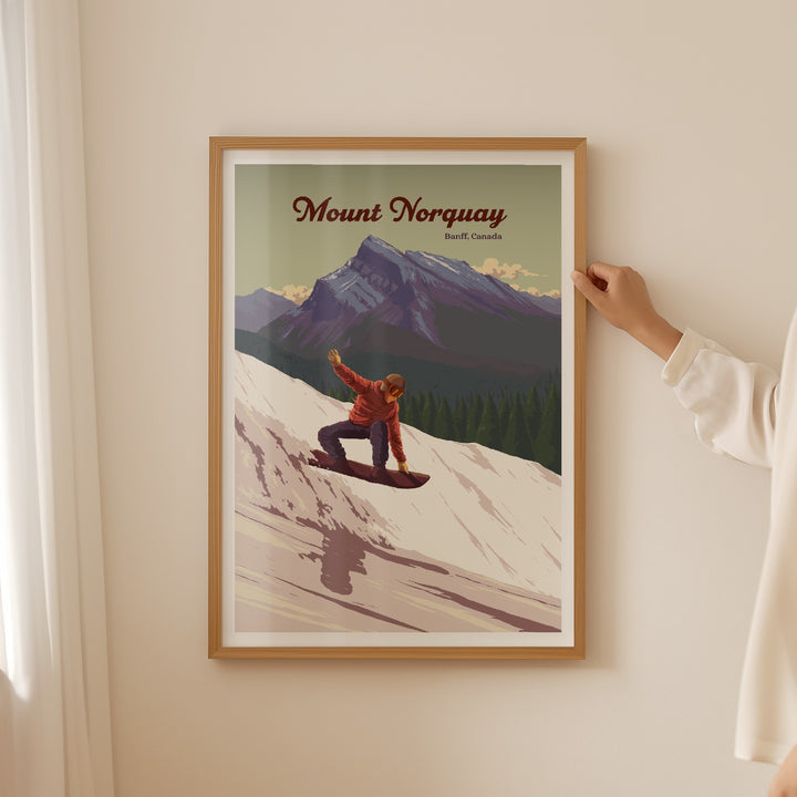 Mount Norquay Banff Canada Snowboarding Travel Poster
