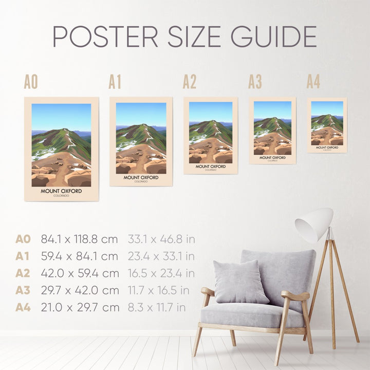 Mount Oxford Colorado USA Travel Poster