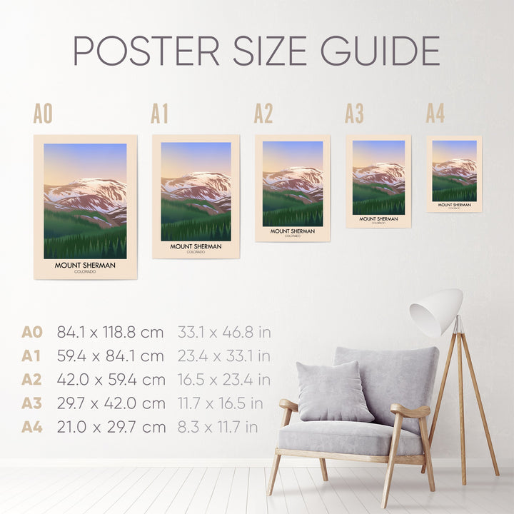 Mount Sherman Colorado USA Travel Poster