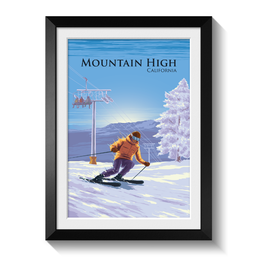 Mountain High California Ski Resort Travel Poster
